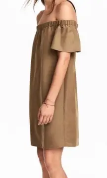 H&M Khaki off the shoulder dress