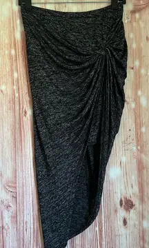 Stella Luce Gray Drape Knot High Low Asymmetric Jersey Knit Pull On Skirt