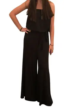 Ariella‎ Black Jumpsuit Wide Leg Strapless Drawstring Waist Size M