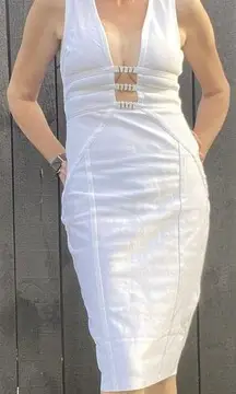 NWT Wow Couture Bodycon Knee Length Sexy Club White Stretch Dress Size Small