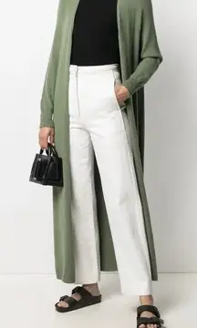 APPARIS Long Duster Cardigan Sweater Olive Green Maxi Split Sides Made in Italy