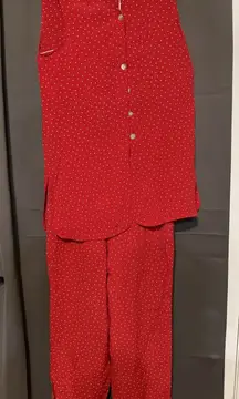 Jones & Co Women's Small Polka‎ Dot Set, Top & Pants Set, Pullover Button Shirt