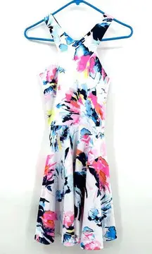 AQUA  size medium sleeveless mini dress white pink yellow blue‎ floral