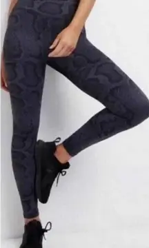 Anthropologie All Fenix Leggings Medium High Rise 7/8 Yoga Blue Snake Print M