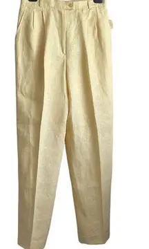 Harve Benard Linen Pants Women Straight Leg Classic Size 8 Yellow Beachy Neutral