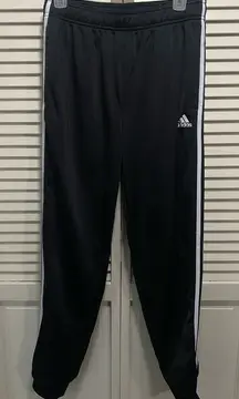 Adidas Women's Size M Black/White 3‎ Stripe Jogger Pants Drawstring Pockets Logo