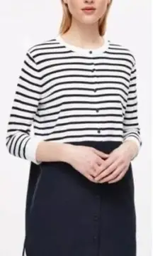 COS Black White Red Horizontal Striped Button Up Mini Silk Dress size US XS