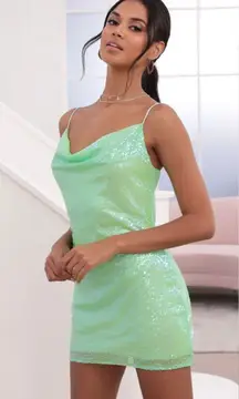 Marlene Sequin Slip Dress in Green