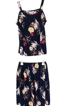 Boutique Matching Set Floral 2 Piece Camisole Cami Top & Shorts XL PJs Pajamas Loungwear