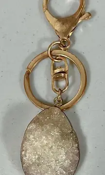 Gold Brown Geode Crystal Stone Key-Chain Key-Ring Key-Clip Fashion Accessory 🤎✨