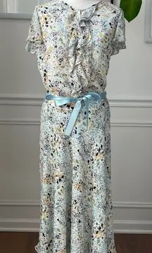 Jones New York 100% Silk Voile Skirt Blouse Set 6