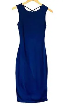 JOE & ELLE Navy Blue Crew Crisscross Back sheath Sleeveless Dress size M NEW