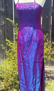 Vintage Jessica McClintock Gunne Sax Millennium Iridescent Purple Dress XS