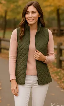 Market & Spruce Dulcie Quilted Vest – Olive Green – Size XL (EUC)