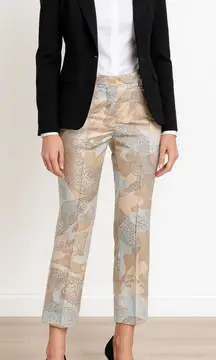 MARC CAIN Leopard Print Satin Cropped Trousers Pants N5 Size 12