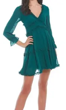 B. Darlin Womens Green Dark Chiffon Mini Fit & Flare Dress Size 0