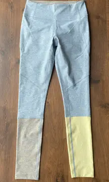 Outdoor Voices Dipped Warm-Up 7/8 Leggings XS Blue Yellow Gray Heathered