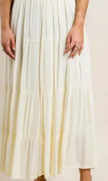 Z Supply Nicola Crinkled Gauze Tiered Maxi Skirt Pale Yellow