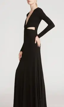 Elegant Twist Cutout Gown Vintage y2k this floor-length features fitted long sleeves, plunging neckline. Black V-Neck Maxi Dress Long Sleeve Evening Formal Party