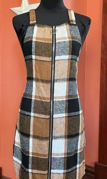Plaid zip up midi dress