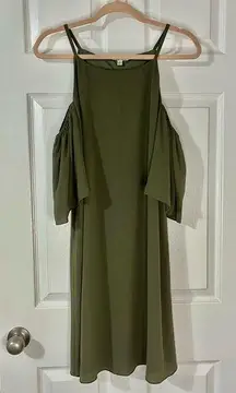 Olive green cold shoulder dress, large