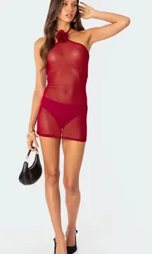 Edikted Red Lace Mini Dress