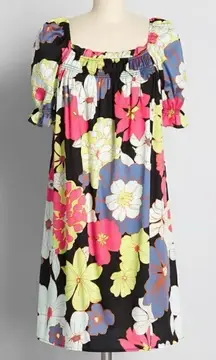 Modcloth Smocked Mini Dress Summertime Garden Stories Honolulu Floral M NWT