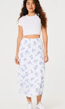 Hollister White & Blue Flower Maxi Skirt