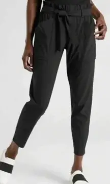 Athleta Skyline High-waist Belted Black Paperbag Waist Jogger Pant