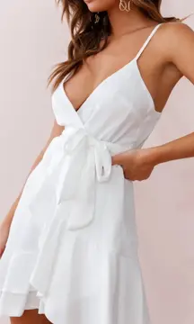 NEW NWT‎ Selfie Leslie Khandi Wrap Ruffle Dress White Tie Waist Women's XL