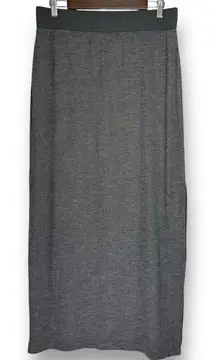 Elie Tahari Maxi Skirt Large Gray Knit Sweater Pull On Elastic Waist Stretch‎