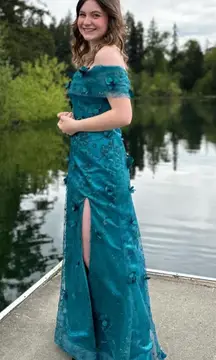 Prom Dress Green With Flowers