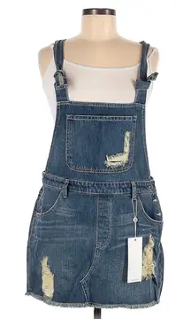 WILDFOX Solid Blue Artist Dungarees Denim Overalls Skirt - M