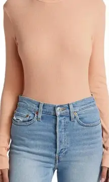 RE/DONE 60s Slim Ribbed Long Sleeve Shirt In Sorbet Orange Size‎ US Large