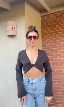 Divided H&M Black Crop Top Long Sleeve