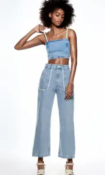 Tweed Trim Crop Jeans