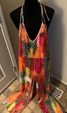 SheIn  curve colorful halter Jumpsuit 3X