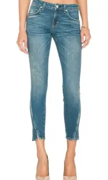 AMO Twist Dive Bar Skinny Jeans Size 24 Women’s Blue Crop Mid Rise 100% Cotton