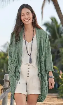 Sundance Moonlight Eyelet Jacket in Sage Green, New with Tags
