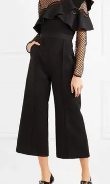 Self-Portrait Long Sleeve High Neck Jumpsuit Black Sheer Sleeve Women’s Size 8