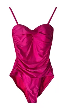 Relleciga Neon Rose One Piece Swimsuit Ruched Sweetheart Women's Size‎ Small