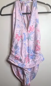 LoveShackFancy Pink Floral One Piece Swimsuit