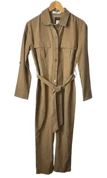 Nasty Gal Jumpsuit Brown Utility Long Sleeve‎ Belted Outfit Women Size Med/Large