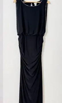 Cache Bead Trim Jersey Blouson Gown