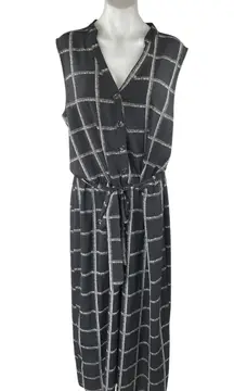 Apt. 9 Women's Black Checkered Sleeveless Tie Waist Wide Leg Crop Jumpsuit XXL
