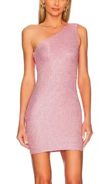 Superdown Revolve Tiffany sparkle one shoulder‎ pink dress size medium party