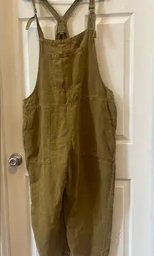 Aerie Pant Overalls/Pants Linen Blend olive green color size XL