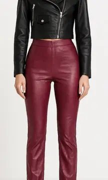 Sbetro Vegan Leather Pants Red S Slit Hem Rock Moto Biker Grunge Goth Edgy Prep