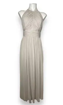 Dessy Collection‎ Dress Halter Maxi Gown Prom Shirred Chiffon Open Back 6 8