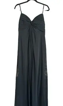 Tadashi Womens Black Strapless Evening Gown Dress Large Ruched Long Vintage